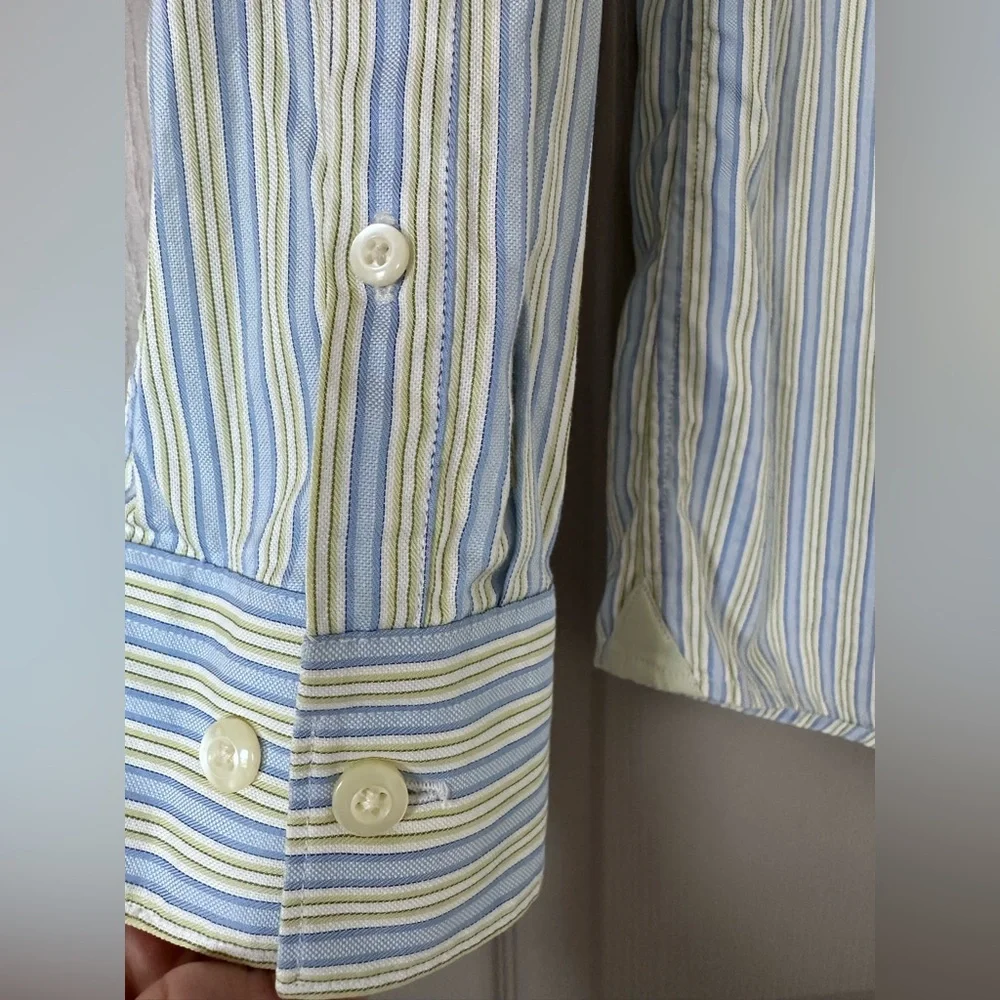 Banana Republic Fitted Blue White Striped Dress Shirt Men’s L 16–16½